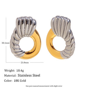 1 Pair Casual Circle Stainless Steel Waterproof Gold Color Women's Stud Earrings h5 Picture2