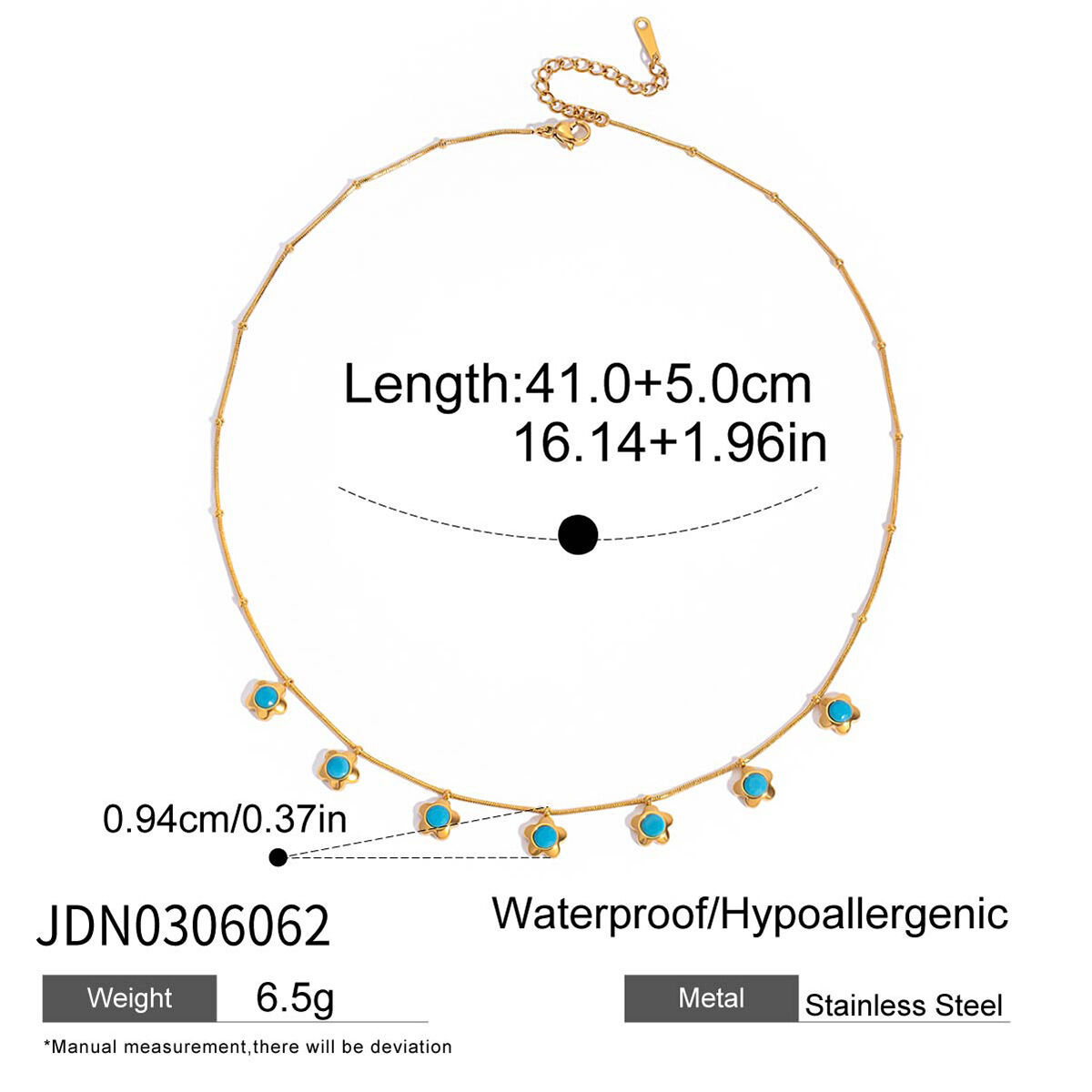 1 Piece Romantic Flower Calaite Stainless Steel Waterproof Gold Color Women's Pendant Necklaces Picture2