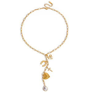 Prachtige hartvormige kwastjes hanger van roestvrij staal, waterdicht, goudkleurig, voor dames. h5