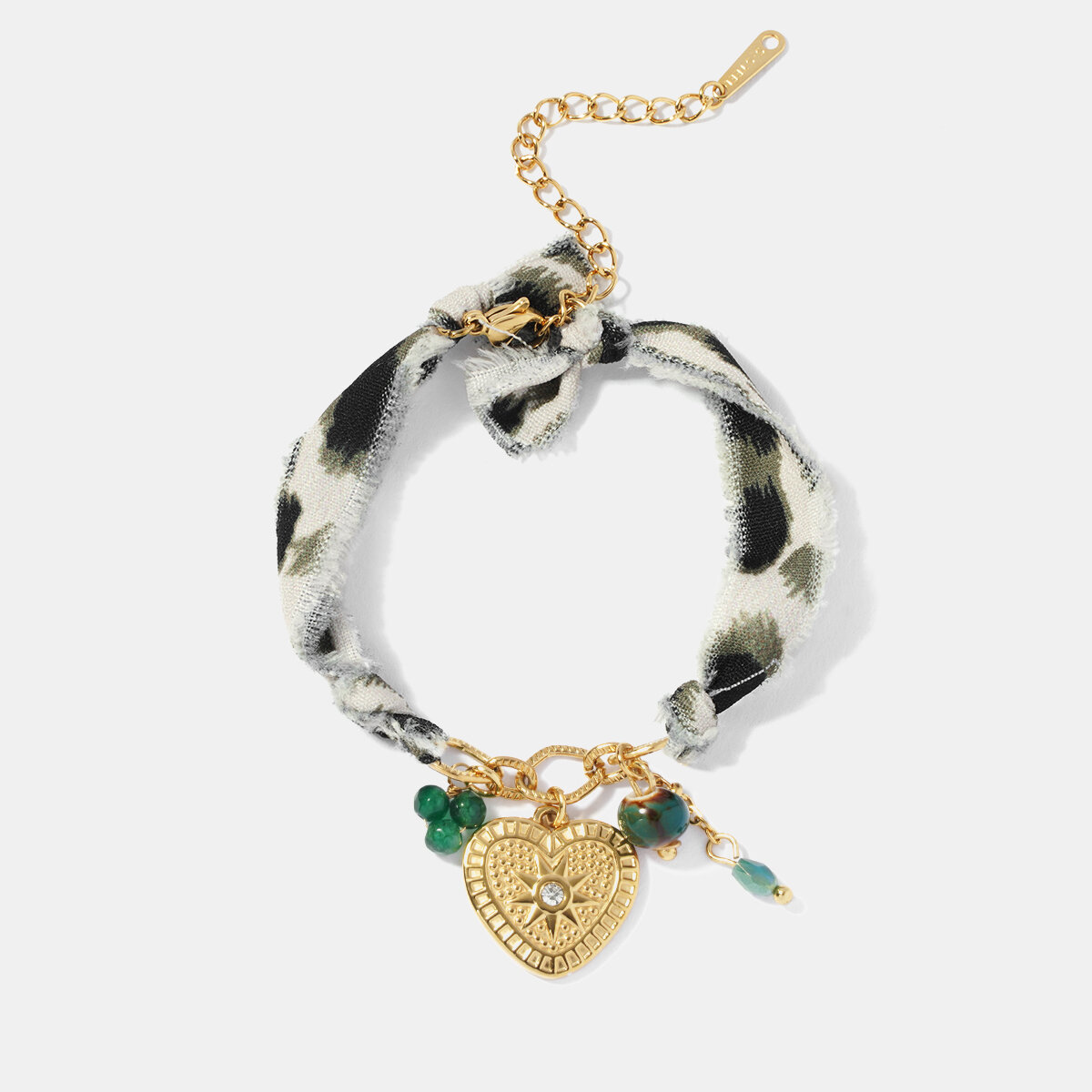 Pulsera con dije de corazón de acero inoxidable, resistente al agua y color dorado. h5Imagen2