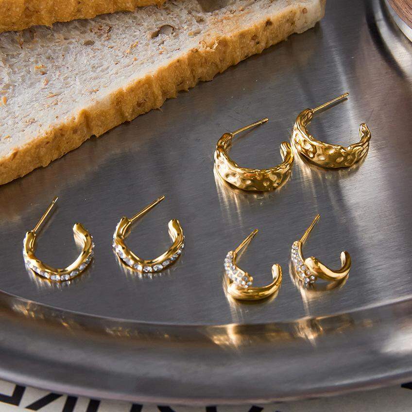 1 Pair Shinning Circle Stainless Steel Waterproof Gold Color Women's Hoop Earrings