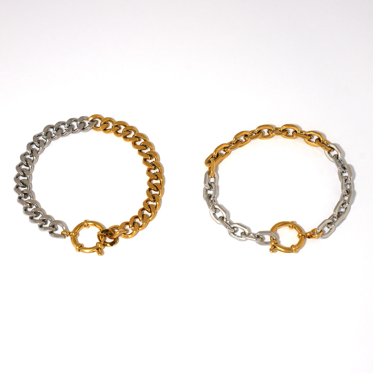 1 Stück lässiges, wasserfestes Damen-Kettenarmband aus Edelstahl in Gold- und Silbertönen h5 Bild4