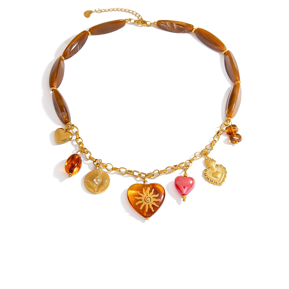 1 Piece Romantic Series Classic Heart Stainless Steel Waterproof Women's Pendant Necklaces