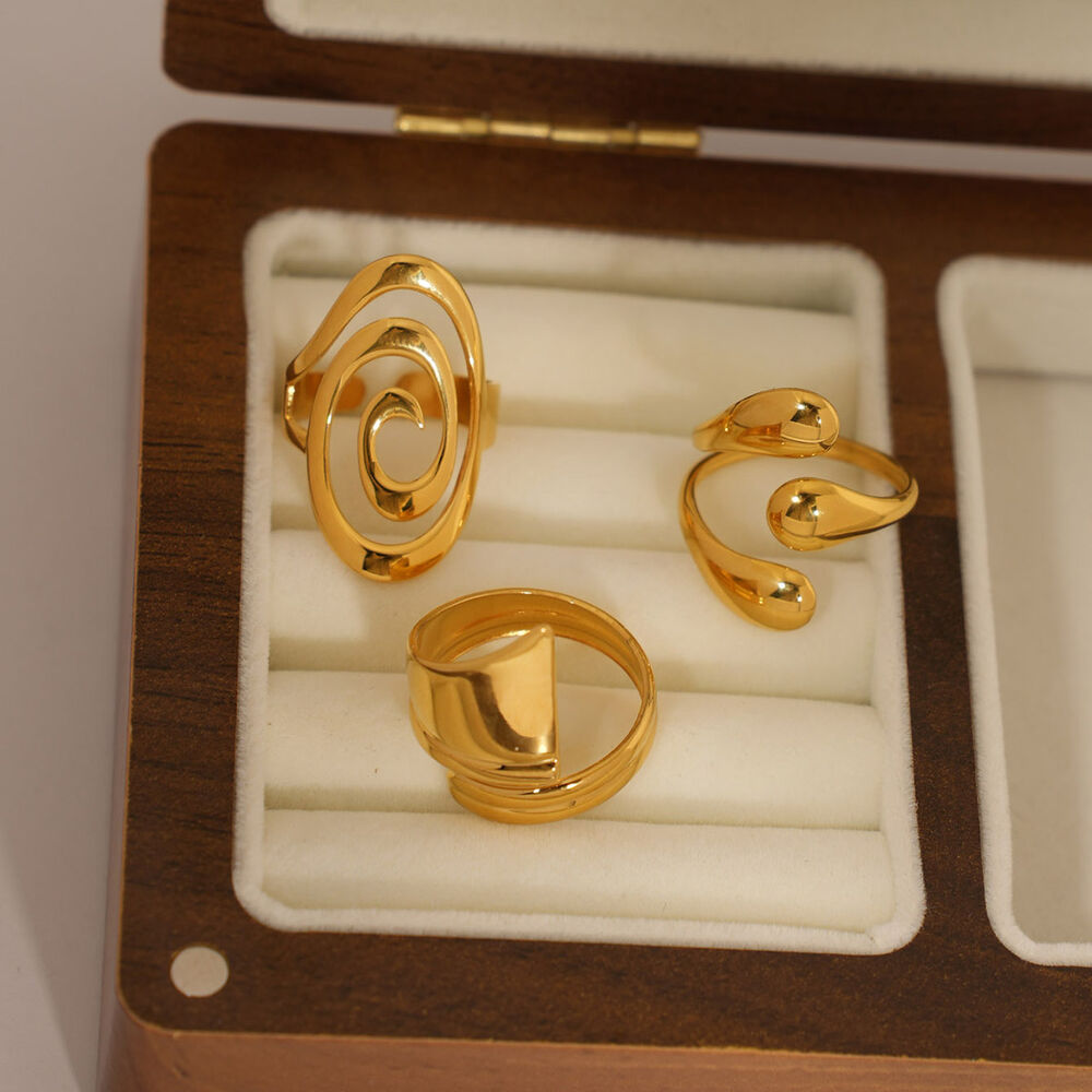 1 Piece Simple Irregular Shape Stainless Steel Waterproof Gold Color Statement Rings Picture3