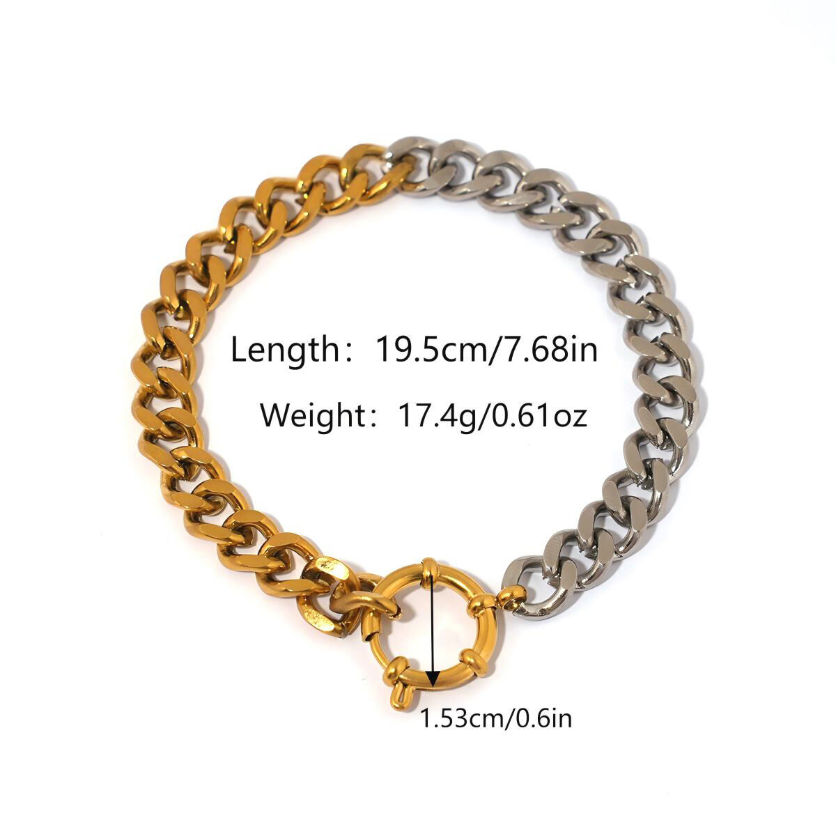 1 Stück lässiges, wasserfestes Damen-Kettenarmband aus Edelstahl in Gold- und Silbertönen Bild2