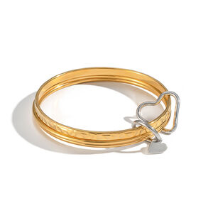 1 Piece Stainless Steel Waterproof Mixed Color Heart Buckle Bangle h5 Picture5