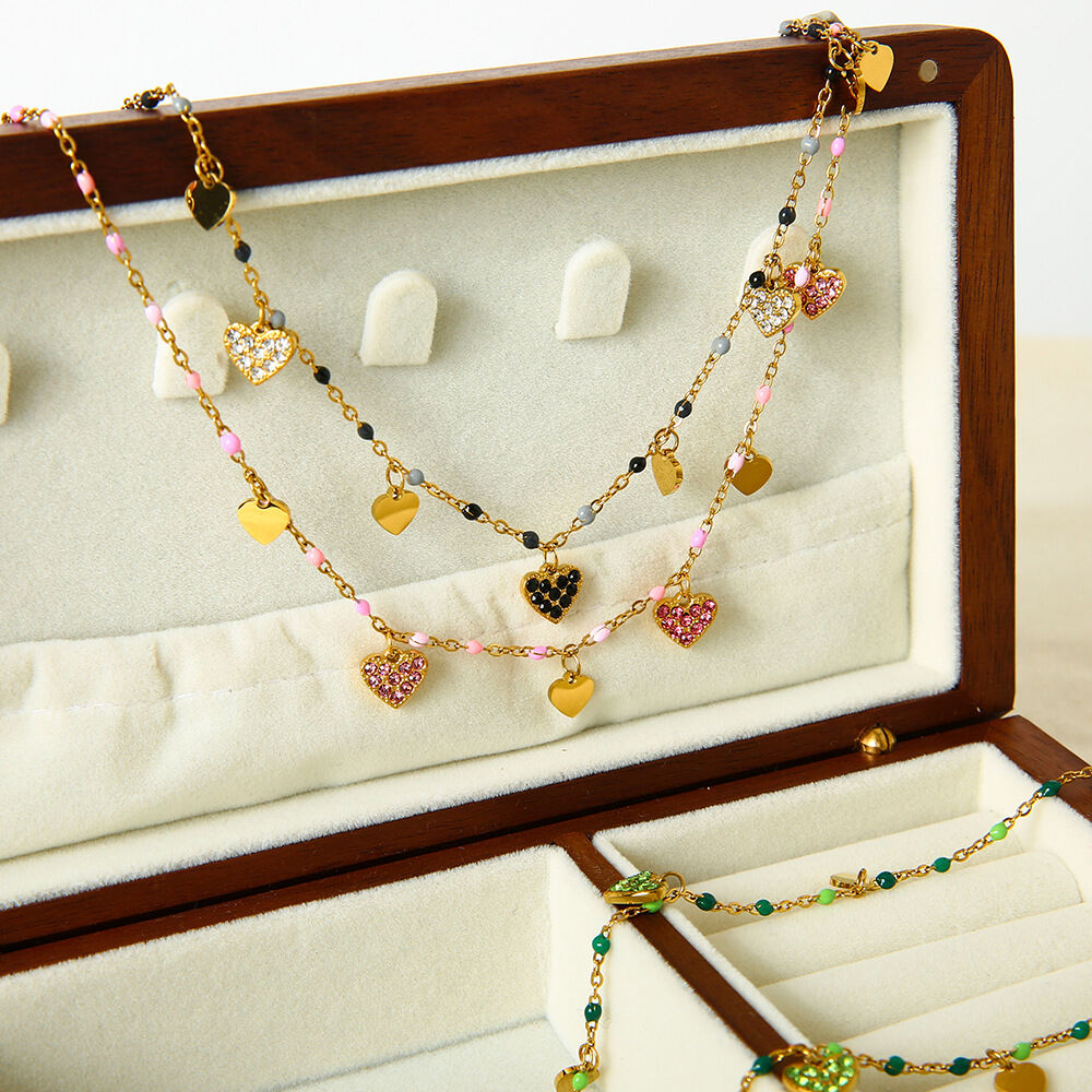 1 collar con colgante romántico de corazón dulce de acero inoxidable resistente al agua para mujer h5 Imagen2