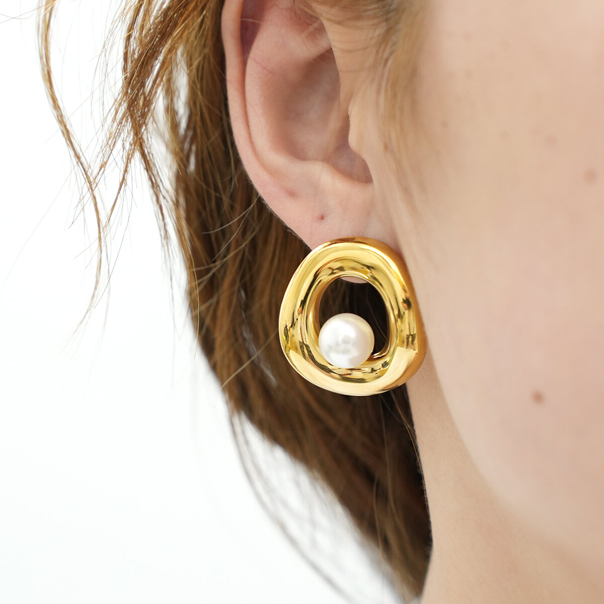 1 Pair Simple Series Retro Irregular Shape Stainless Steel Waterproof  Woemn's Stud Earrings h5 Picture3