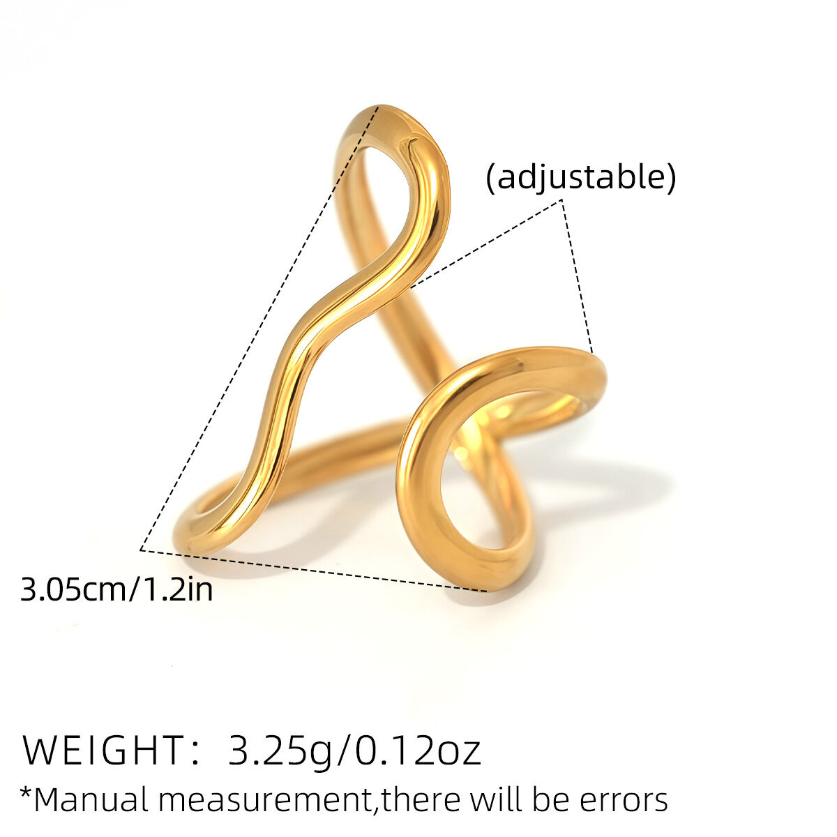 1 Piece  Casual Lines Stainless Steel Waterproof  Gold Color  Women's Statement Rings h5 Picture2