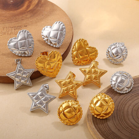 1 Pair Heart Stainless Steel Waterproof Gold Color Stud Earrings