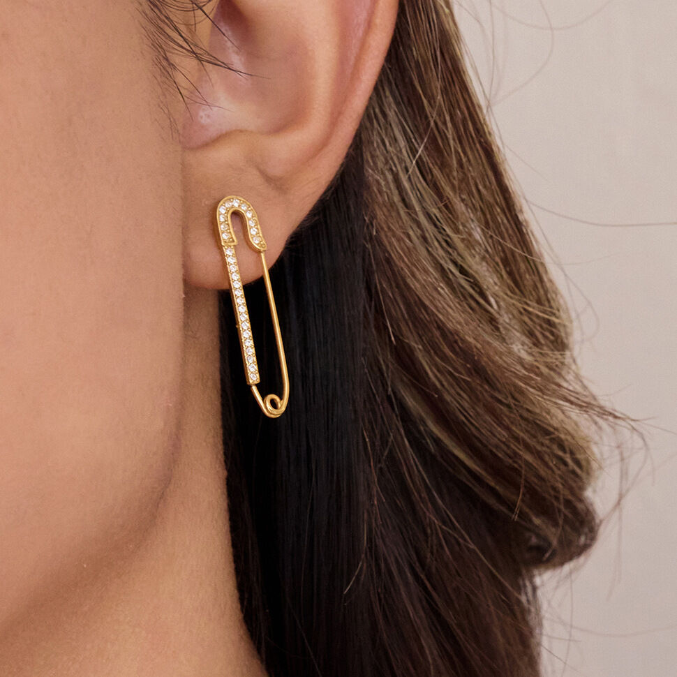 1 Pair Simple Paper Clip Shape Stainless Steel Waterproof Gold Color Women's Stud Earrings