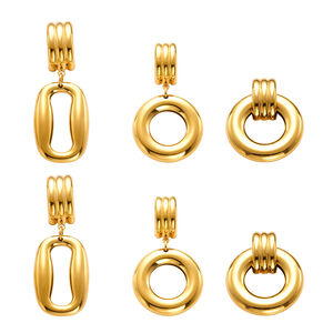1 paio di orecchini pendenti da donna moderni, rettangolari, in acciaio inossidabile, impermeabili, color oro h5 Immagine5