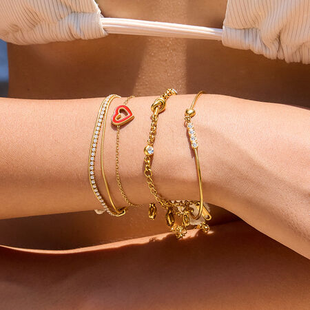 1 Piece Simple Series Heart Stainless Steel Waterproof Gold Color Women's Chain Bracelets 2