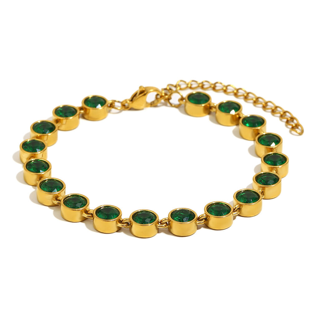 Braccialetti da donna con catena classica in acciaio inossidabile e zirconi impermeabili, 1 pezzo