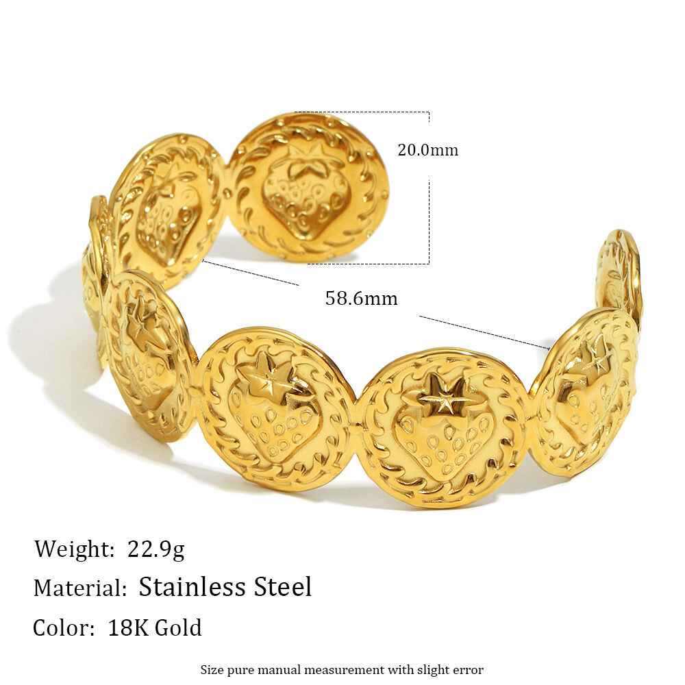 1 Stück tägliches Erdbeer-Armband aus Edelstahl, wasserdicht, goldfarben, für Damen h5 Bild5