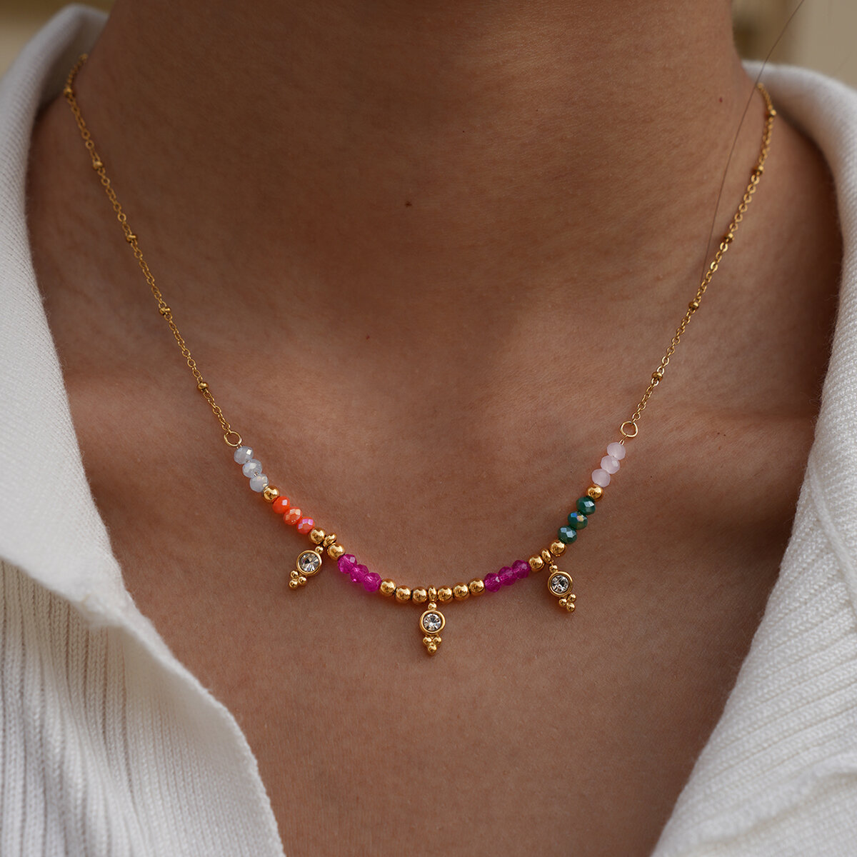 Ensembles de bijoux pour femmes en acier inoxydable de forme simple et irrégulière, étanches, couleur or h5 Image2