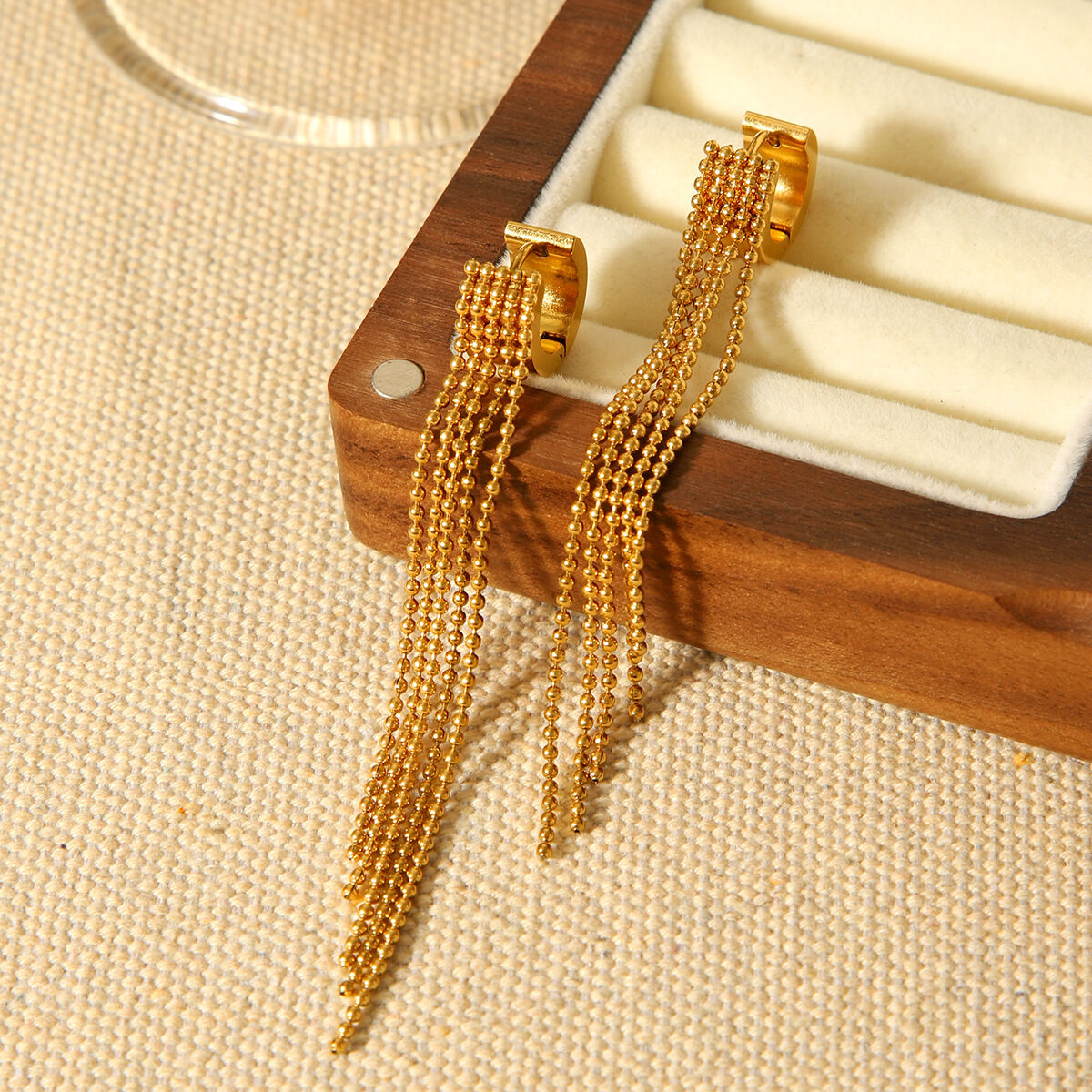 1 Pair Simple Daily Tassel Stainless Steel Waterproof   Gold Color  Women's Drop Earrings h5 Picture6