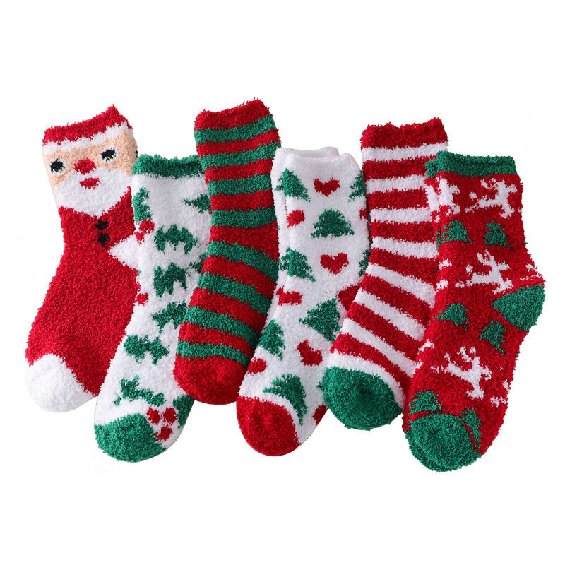 Coffret cadeau de Noël en polaire corail épaisse pour femmes, chaussettes mi-mollet Image3