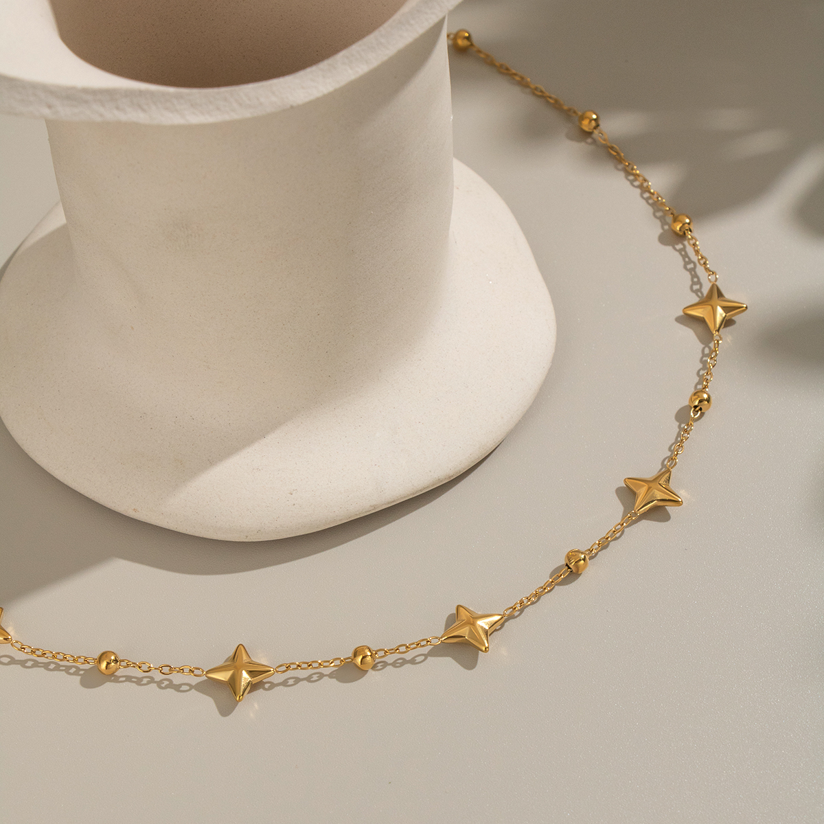 1 Piece Stars Stainless Steel Waterproof Gold Color Chain Necklace h5 Picture2