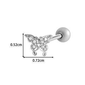 1 Stück Schmetterling Kupfer Gold Farbe Zirkon Piercing Ohrring h5 Bild2