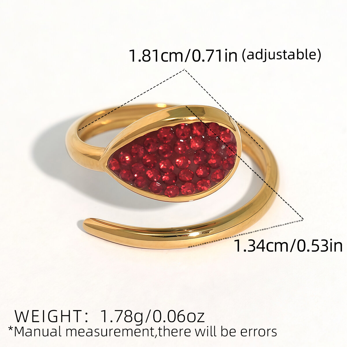 1 Piece  Casual Droplet Irregular Shape Stainless Steel Waterproof Women‘s  Statement Rings Picture2