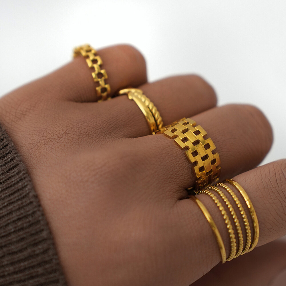 1 Piece Simple Daily Irregular Shape Stainless Steel Waterproof Women's Statement Rings Picture2