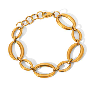 1 Stück einfache, tägliche, unregelmäßige Form, Edelstahl, goldfarben, Damen-Kettenarmbänder h5
