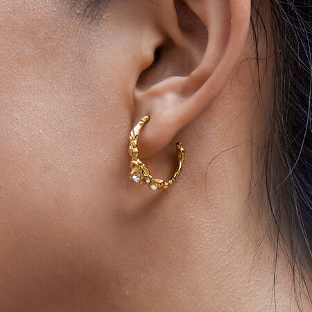 1 Pair Luxurious Irregular Shape Stainless Steel Waterproof Gold Color Women's Hoop Earrings 2
