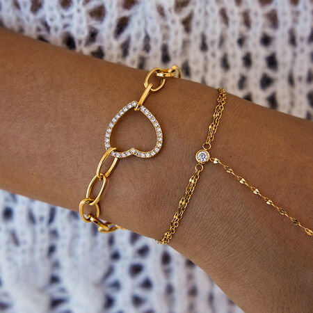 1 Piece Exquisite Heart Stainless Steel Waterproof Gold Color Women's Charm Bracelets 2