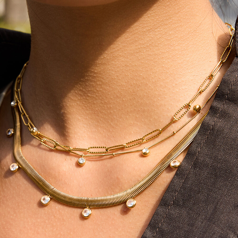 1 pezzo di collana con ciondolo da donna in acciaio inossidabile impermeabile color oro con linee eleganti