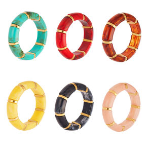 1 Piece Stylish Series Annular Shape Resin Gold Color Women's Bangles h5 Picture3