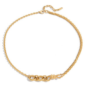 1 Piece Classic Twist Circle Stainless Steel Waterproof Gold Color Women's Chain Necklaces h5