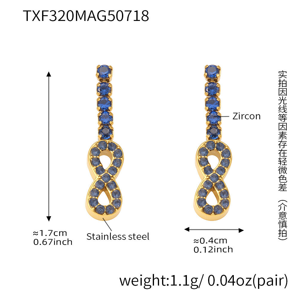 Txf320-Blue Zircon Earrings Picture5