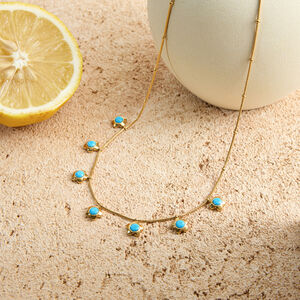 1 Piece Romantic Flower Calaite Stainless Steel Waterproof Gold Color Women's Pendant Necklaces h5 Picture6