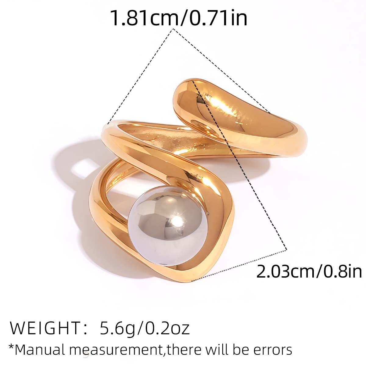 1 Piece  Mixed Gold Color And Silver Colors Stainless Steel Waterproof Women’s Statement Rings h5 Picture2