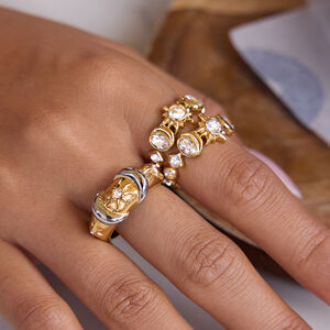 1 Stück Zarter Damenring aus Edelstahl mit Sonnen- und Mondmotiv, wasserdicht, goldfarben, mit Zirkonia h5 Bild5