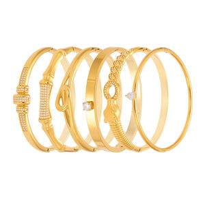 1 Piece Designable Irregular Shape Twist Stainless Steel Waterproof Gold Color Zircon Women's Bangles h5 Picture8