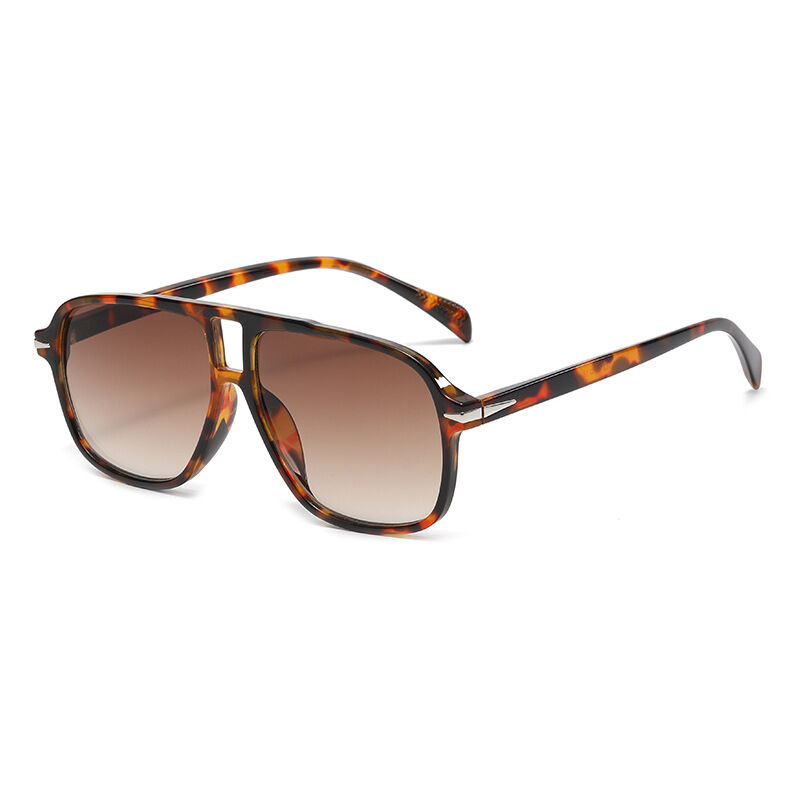 1 par de gafas de sol estilo aviador retro de moda marrón para mujer Imagen2