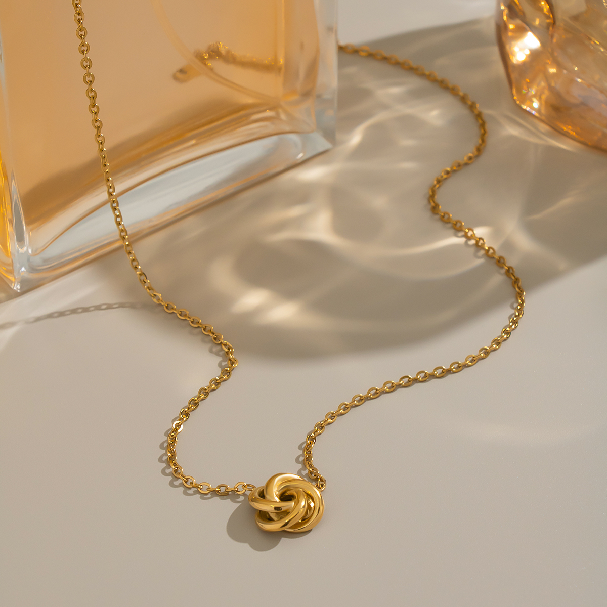 1 Piece Flower Stainless Steel Waterproof Gold Color Pendant Necklace 2