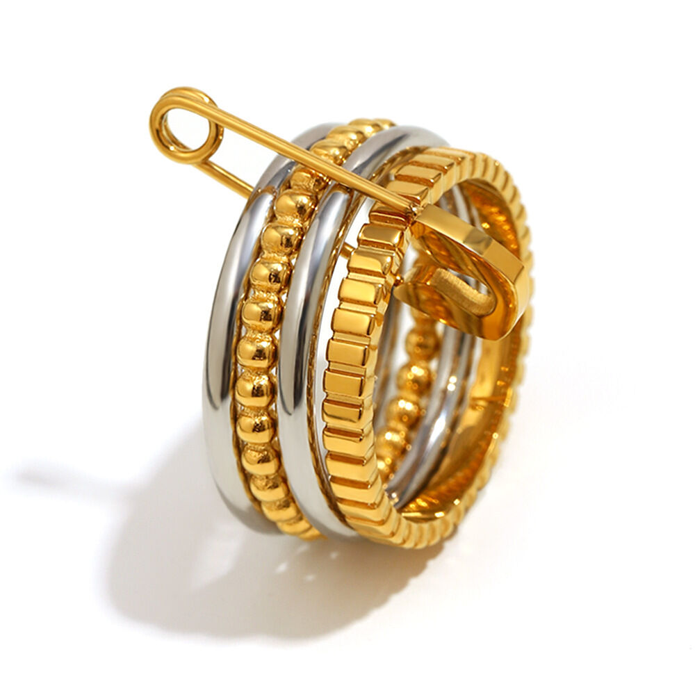 1 minimalistischer Statement-Ring aus wasserfestem Edelstahl in Gold- und Silbertönen (1 Stück) h5 