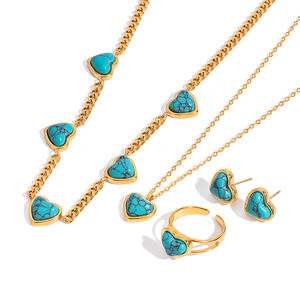Classic Calaite Heart Stainless Steel Waterproof Women's Jewelry Sets h5 Picture7