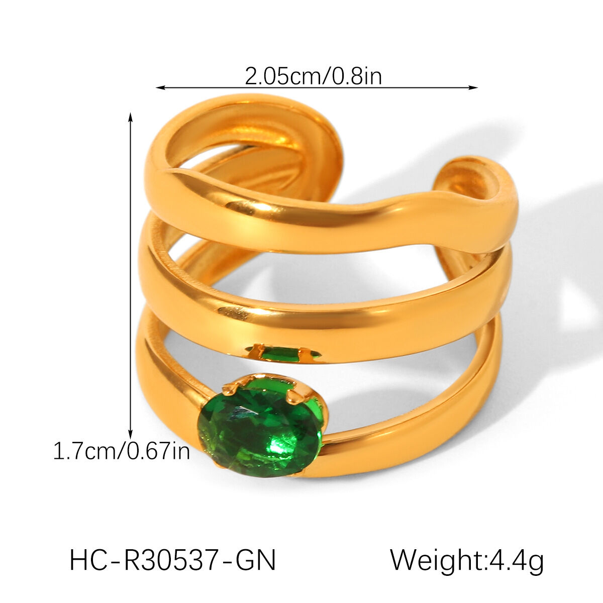 1 Piece Luxurious Irregular Stainless Steel Waterproof Gold Color Zircon Women's Gemstone Rings Picture2