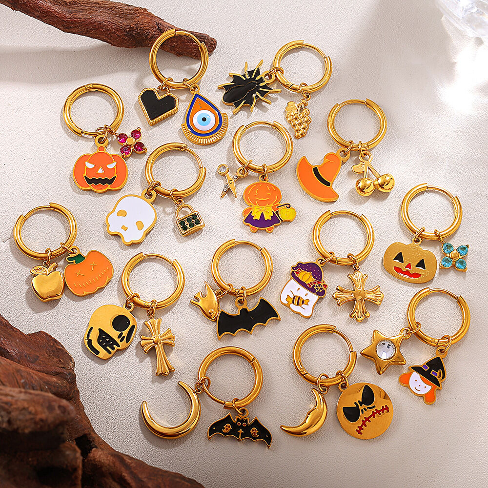 1 Pair Halloween Stainless Steel Waterproof Drop Earrings