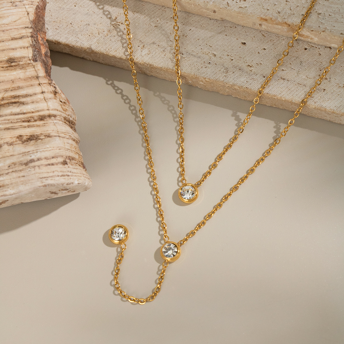 1 Piece Luxurious Tassel Circle Stainless Steel Waterproof Gold Color Zircon Women's Pendant Necklaces h5 Picture2