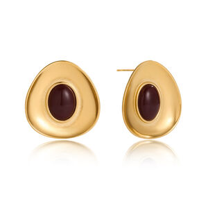 1 Pair Vogue Circle Resin Stainless Steel Waterproof Gold Color Women's Stud Earrings h5