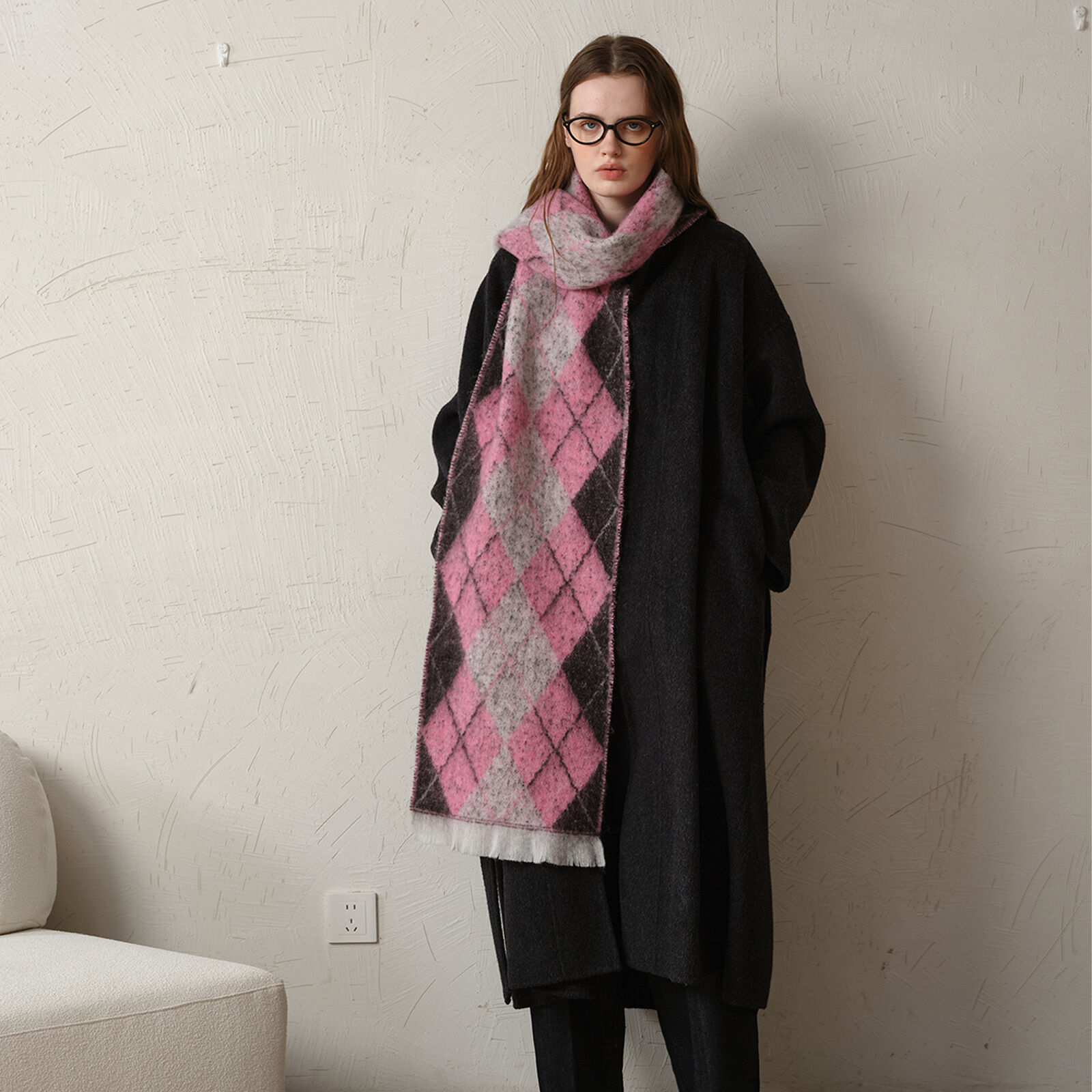 1 Piece Classic Rhombus Polyester Women's Winter Scarves