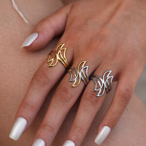 1 Piece Casual Irregular Shape Stainless Steel Waterproof Gold Color Statement Rings h5 Picture5