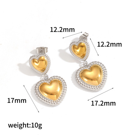 Set di gioielli da donna in acciaio inossidabile con cuore vintage, impermeabili, color oro