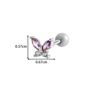 1 Stück Blume Kupfer Gold Farbe Zirkon Piercing Ohrring h5 Bild2