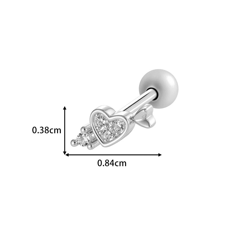 1 Piece Heart Copper Gold Color Zircon Piercing Earring Picture2